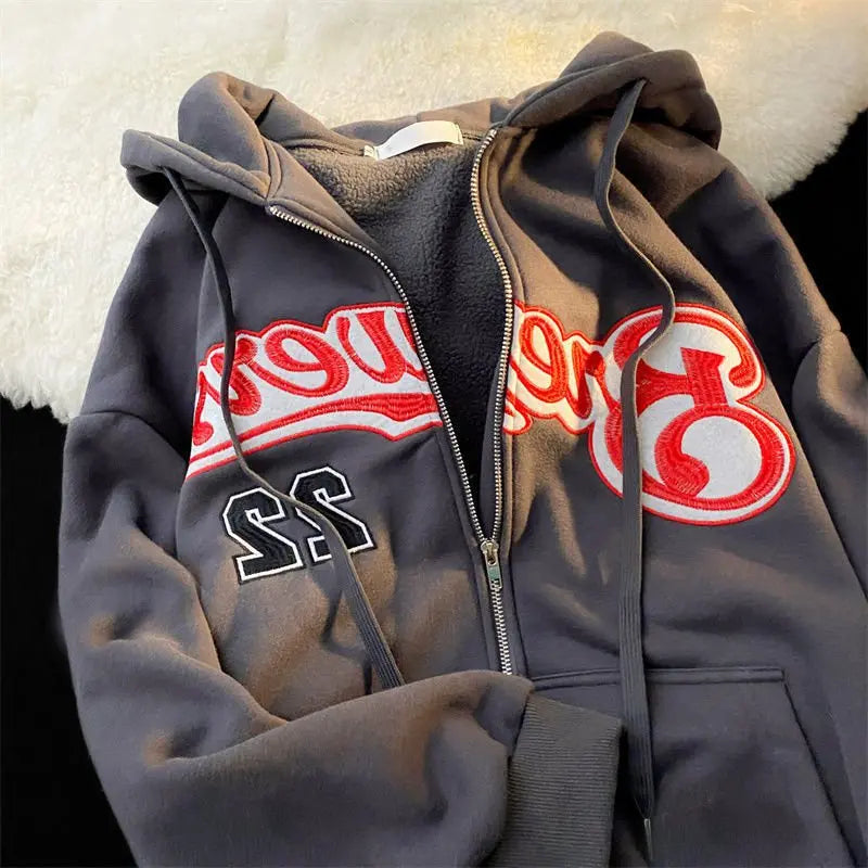 Letter Print Casual Hooded Sweatshirts Vintage Simple Streetwear Coats - Blade & Thread