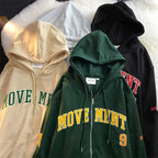 Letter Print Casual Hooded Sweatshirts Vintage Simple Streetwear Coats nowadaysfashion