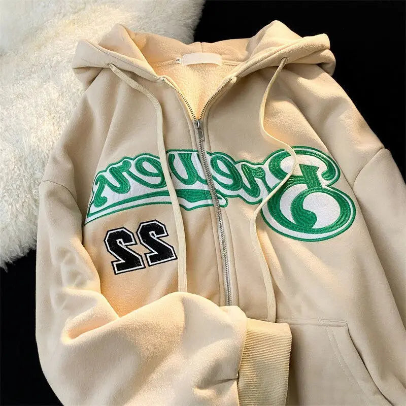 Letter Print Casual Hooded Sweatshirts Vintage Simple Streetwear Coats - Blade & Thread