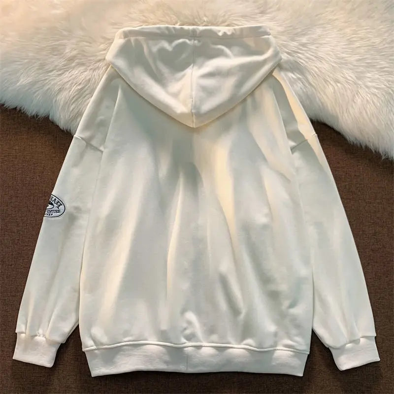 Letter Print Casual Hooded Sweatshirts Vintage Simple Streetwear Coats nowadaysfashion