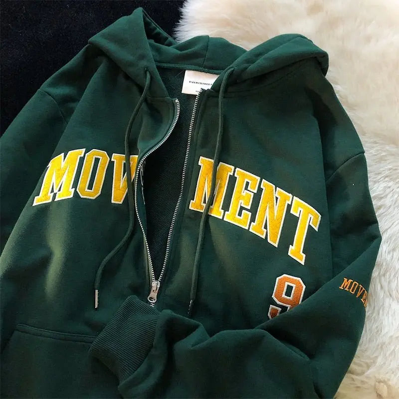 Letter Print Casual Hooded Sweatshirts Vintage Simple Streetwear Coats - Blade & Thread