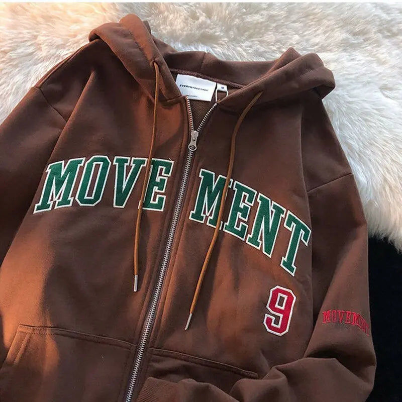 Letter Print Casual Hooded Sweatshirts Vintage Simple Streetwear Coats - Blade & Thread