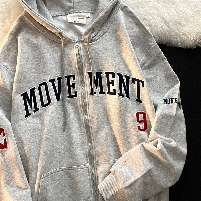 Letter Print Casual Hooded Sweatshirts Vintage Simple Streetwear Coats - Blade & Thread