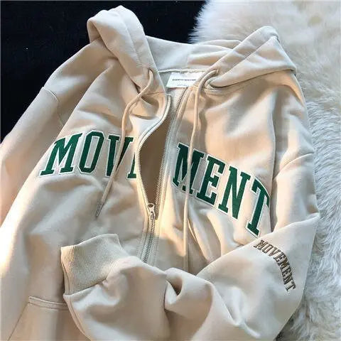 Letter Print Casual Hooded Sweatshirts Vintage Simple Streetwear Coats - Blade & Thread
