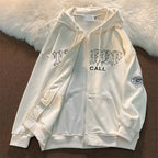 Letter Print Casual Hooded Sweatshirts Vintage Simple Streetwear Coats nowadaysfashion