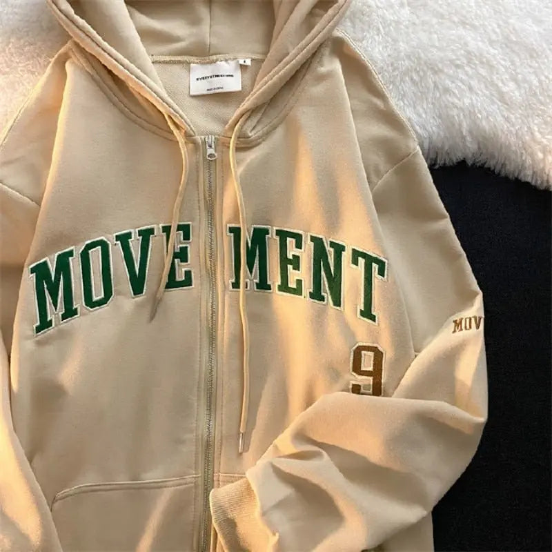 Letter Print Casual Hooded Sweatshirts Vintage Simple Streetwear Coats - Blade & Thread