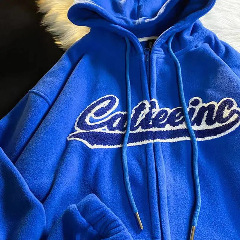 Letter Print Casual Hooded Sweatshirts Vintage Simple Streetwear Coats - Blade & Thread