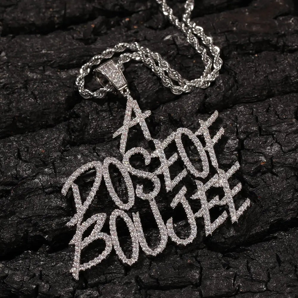 Letter splicing DIY custom micropaved zircon pendant - Blade & Thread