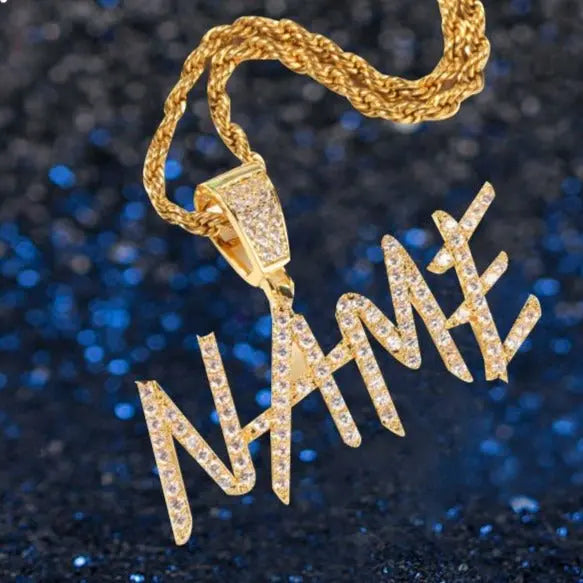 Letter splicing DIY custom micropaved zircon pendant - Blade & Thread
