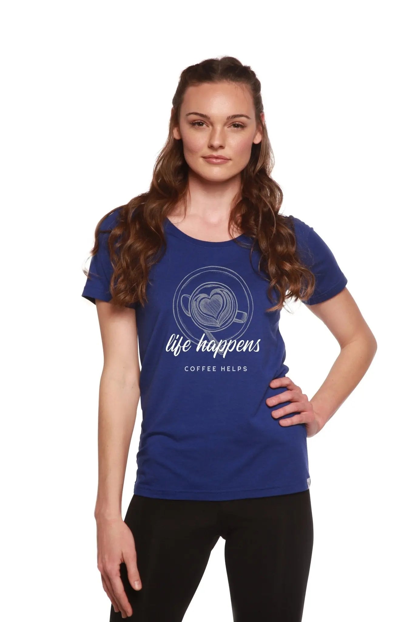 Life Happens Printed Women's Bamboo/Cotton Short Sleeve Scoop Neck T-Shirt - Blade & Thread