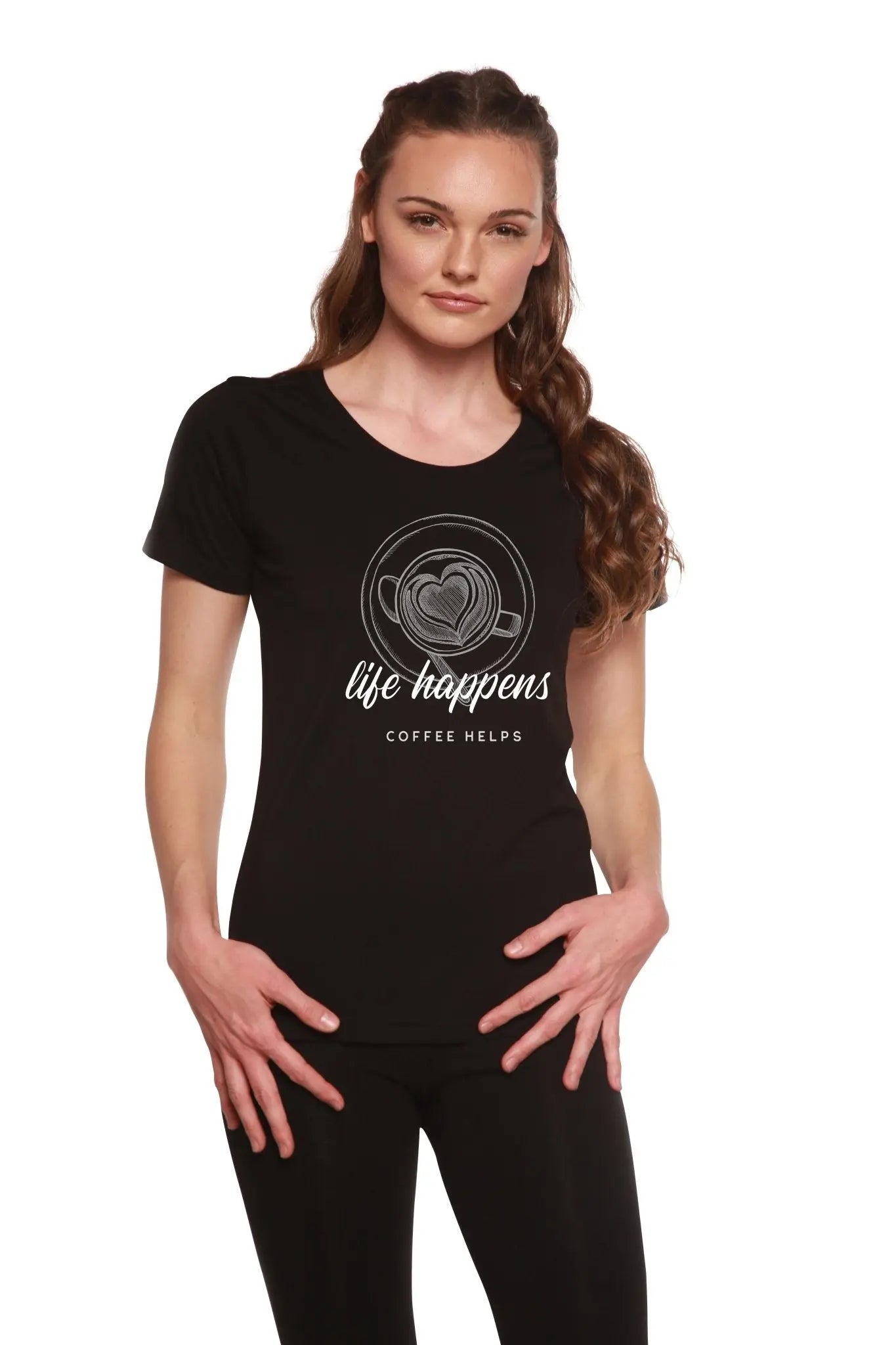 Life Happens Printed Women's Bamboo/Cotton Short Sleeve Scoop Neck T-Shirt - Blade & Thread