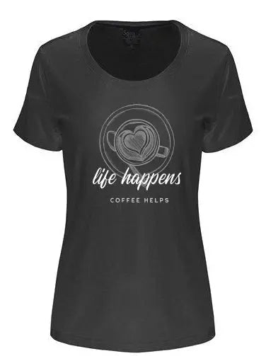 Life Happens Printed Women's Bamboo/Cotton Short Sleeve Scoop Neck T-Shirt Spun Bamboo