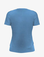 Light-blue heather SpectraUSA Club Crew T-Shirt for women, showing the back view with a relaxed fit and soft fabric.
