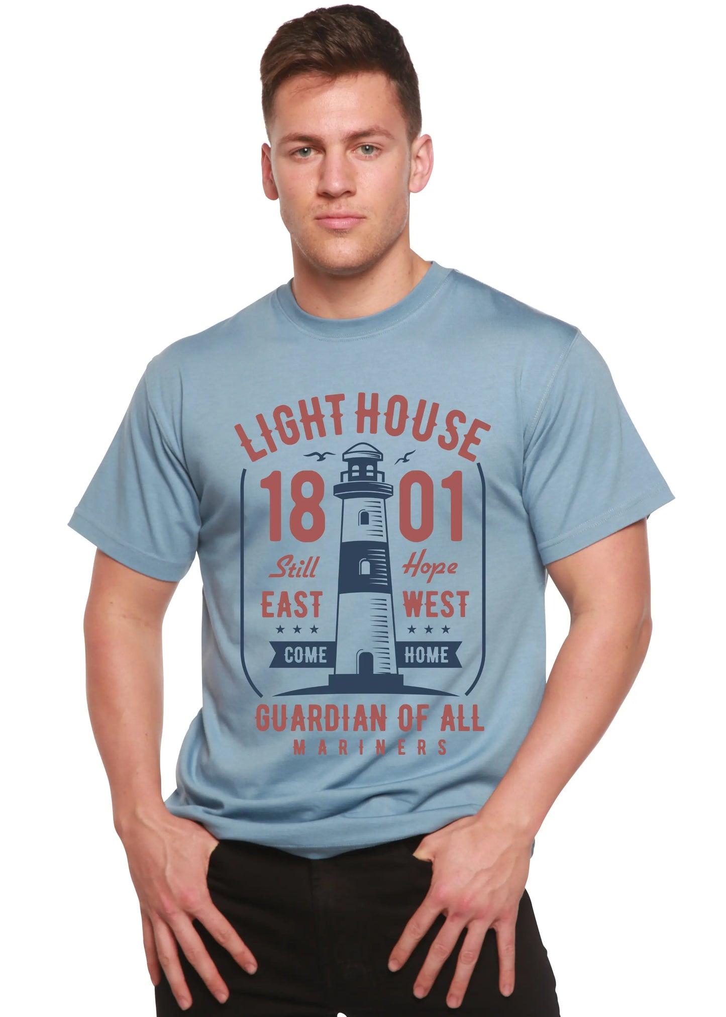 Light House Men's Bamboo Viscose/Organic Cotton Short Sleeve Graphic T-Shirt Spun Bamboo