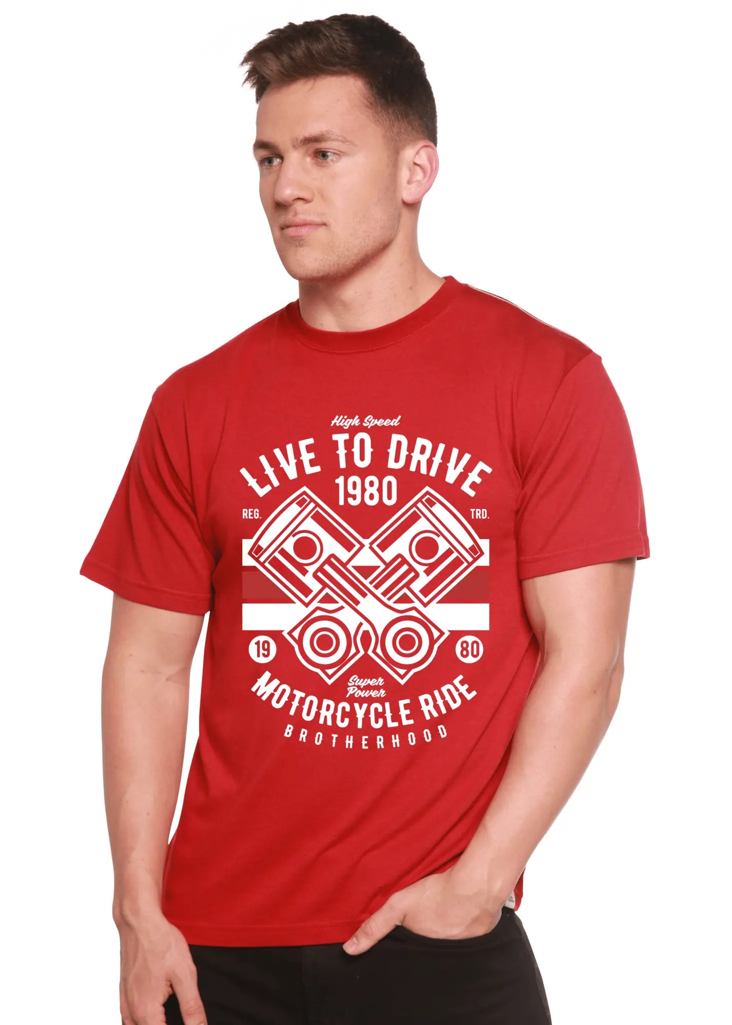 Live To Ride 1980 Men's Bamboo Viscose/Organic Cotton Short Sleeve Graphic T-Shirt - Blade & Thread