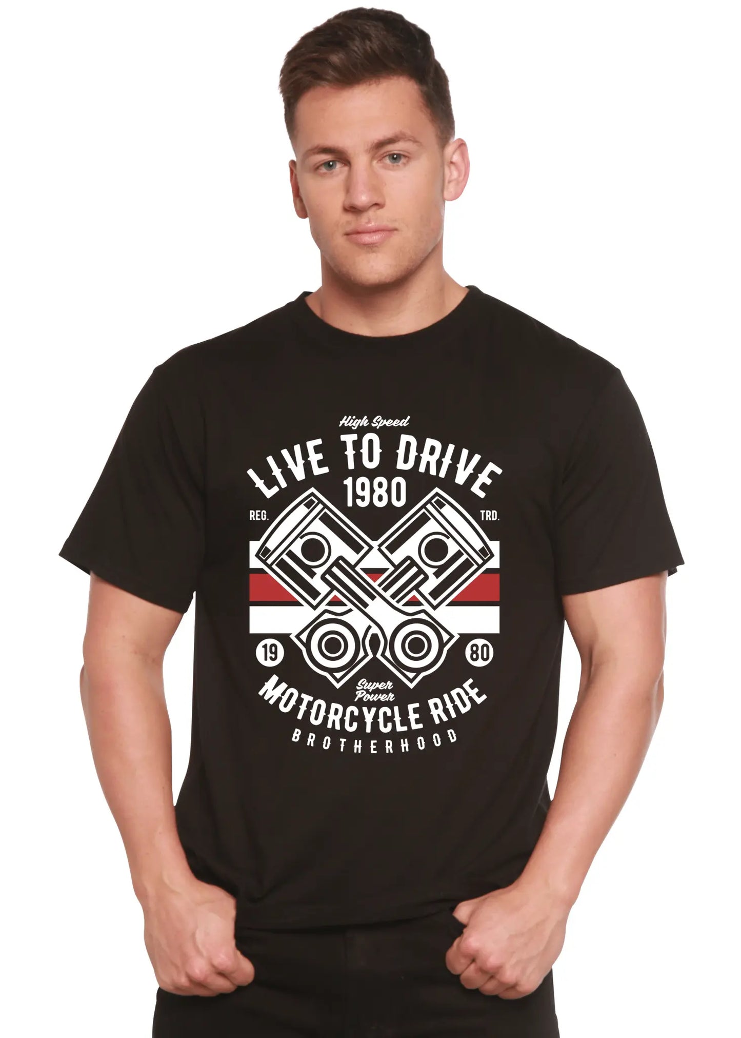 Live To Ride 1980 Men's Bamboo Viscose/Organic Cotton Short Sleeve Graphic T-Shirt - Blade & Thread