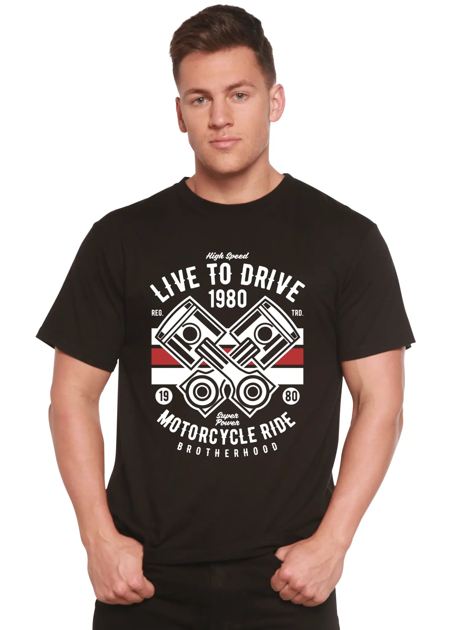 Live To Ride 1980 Men's Bamboo Viscose/Organic Cotton Short Sleeve Graphic T-Shirt Spun Bamboo