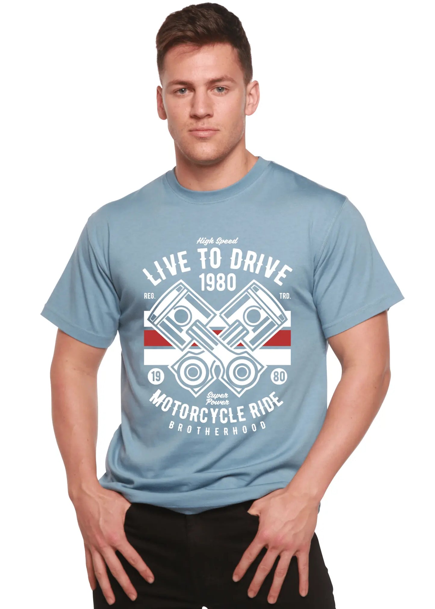 Live To Ride 1980 Men's Bamboo Viscose/Organic Cotton Short Sleeve Graphic T-Shirt - Blade & Thread