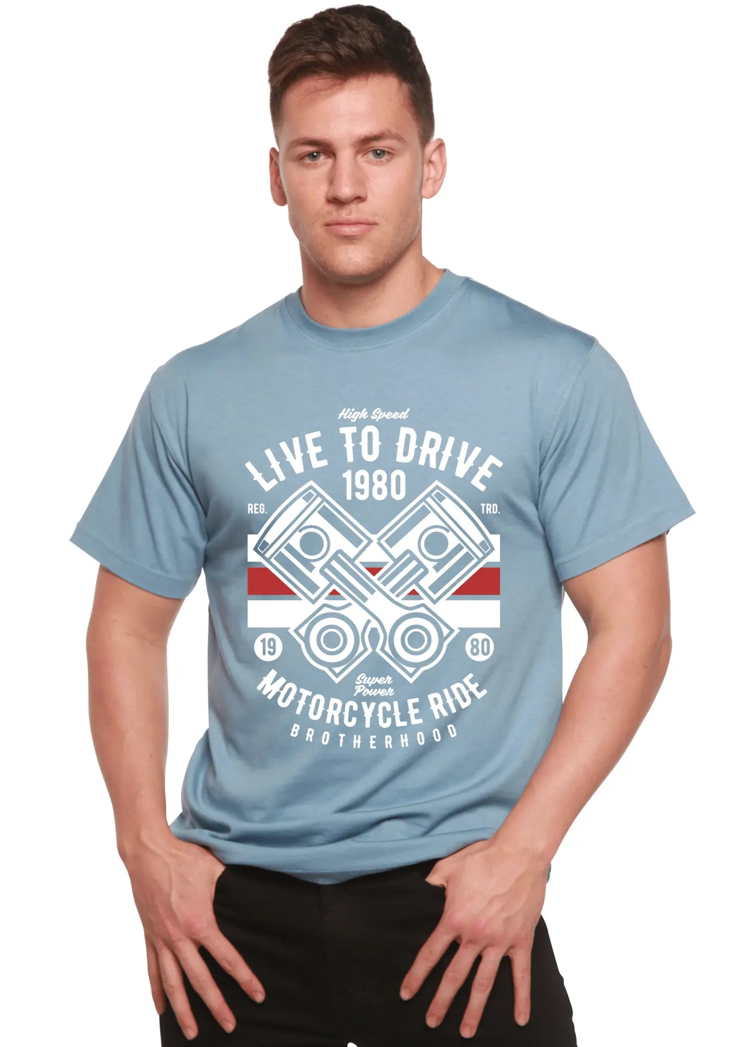 Live To Ride 1980 Men's Bamboo Viscose/Organic Cotton Short Sleeve Graphic T-Shirt Spun Bamboo