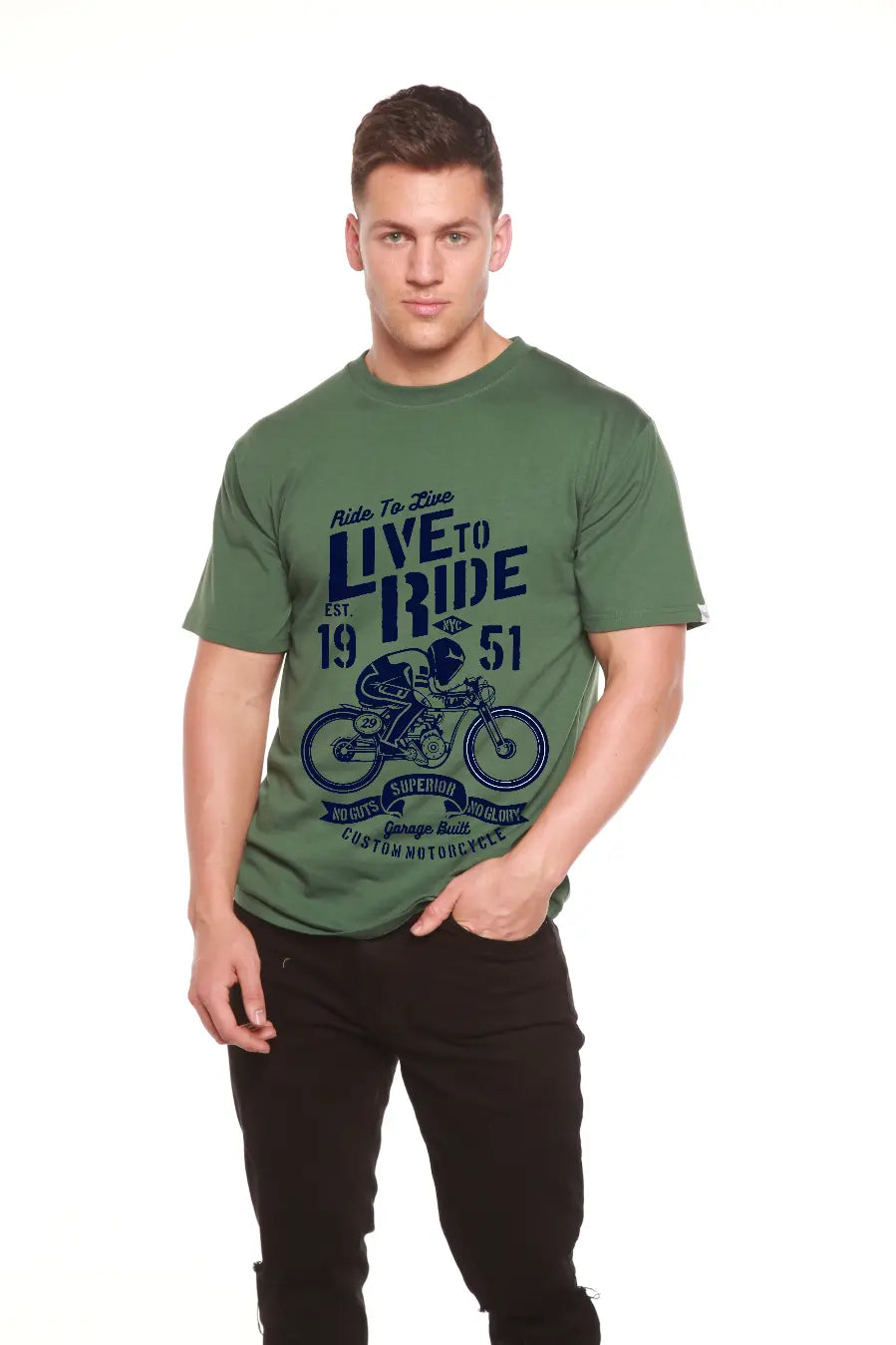 Live To Ride Men's Bamboo Viscose/Organic Cotton Short Sleeve Graphic T-Shirt Spun Bamboo
