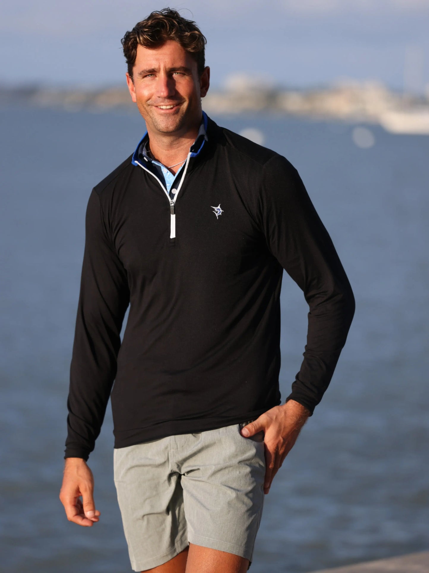 Long Beach Quarter Zip Ultra Soft Lightweight White Water Life