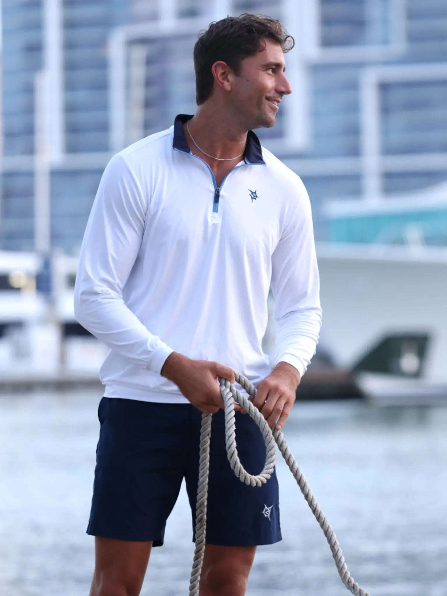 Long Beach Quarter Zip Ultra Soft Lightweight White Water Life