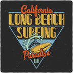 Long Beach Surfing Printed Men's Bamboo Viscose/Organic Cotton Short Sleeve Graphic T-Shirt Spun Bamboo