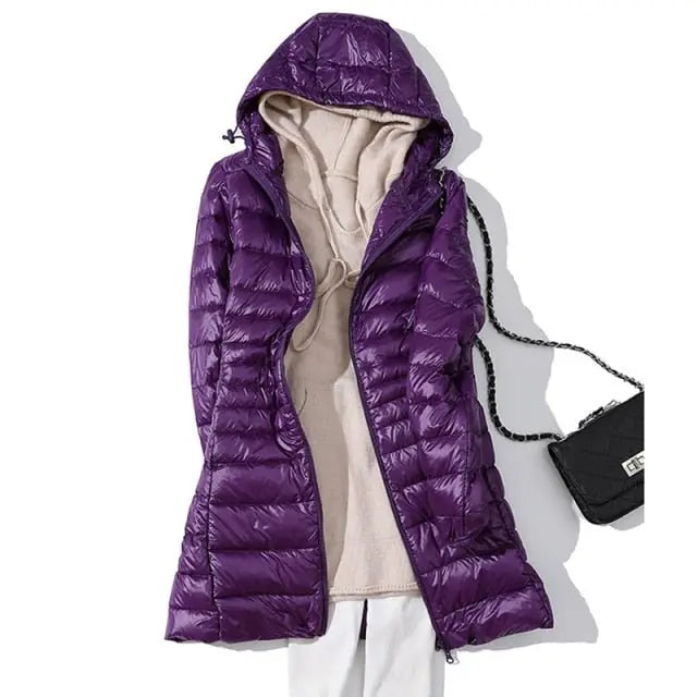 Long Down Jacket 7XL Plus size Women Winter Ultra Light Down Jacket Women With Hooded Down Coat-2 - Blade & Thread