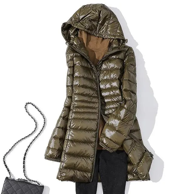 Long Down Jacket 7XL Plus size Women Winter Ultra Light Down Jacket Women With Hooded Down Coat-2 - Blade & Thread