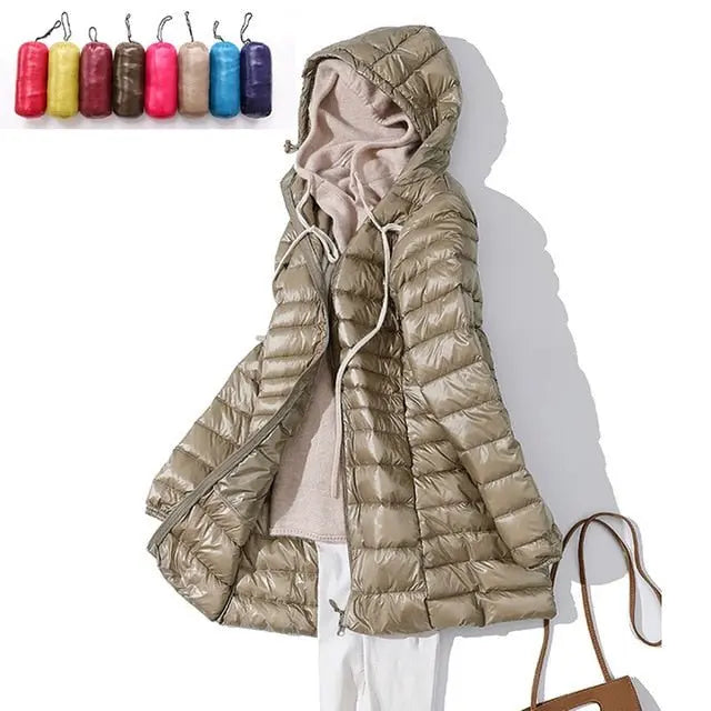 Long Down Jacket 7XL Plus size Women Winter Ultra Light Down Jacket Women With Hooded Down Coat-2 - Blade & Thread