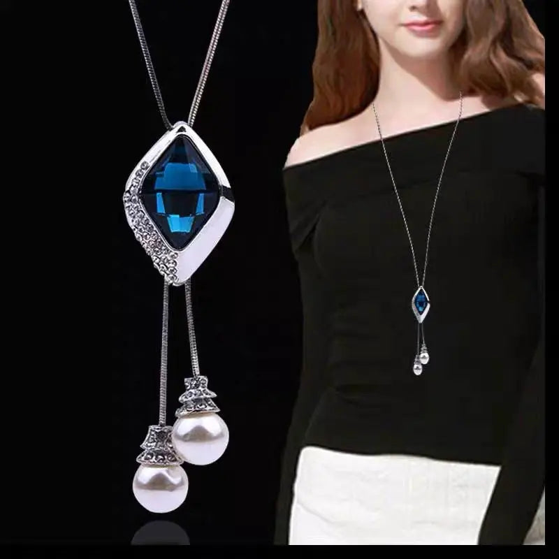 Long Necklaces& Pendants for Women Collier Femme Geometric Fashion Crystal Jewelry nowadaysfashion
