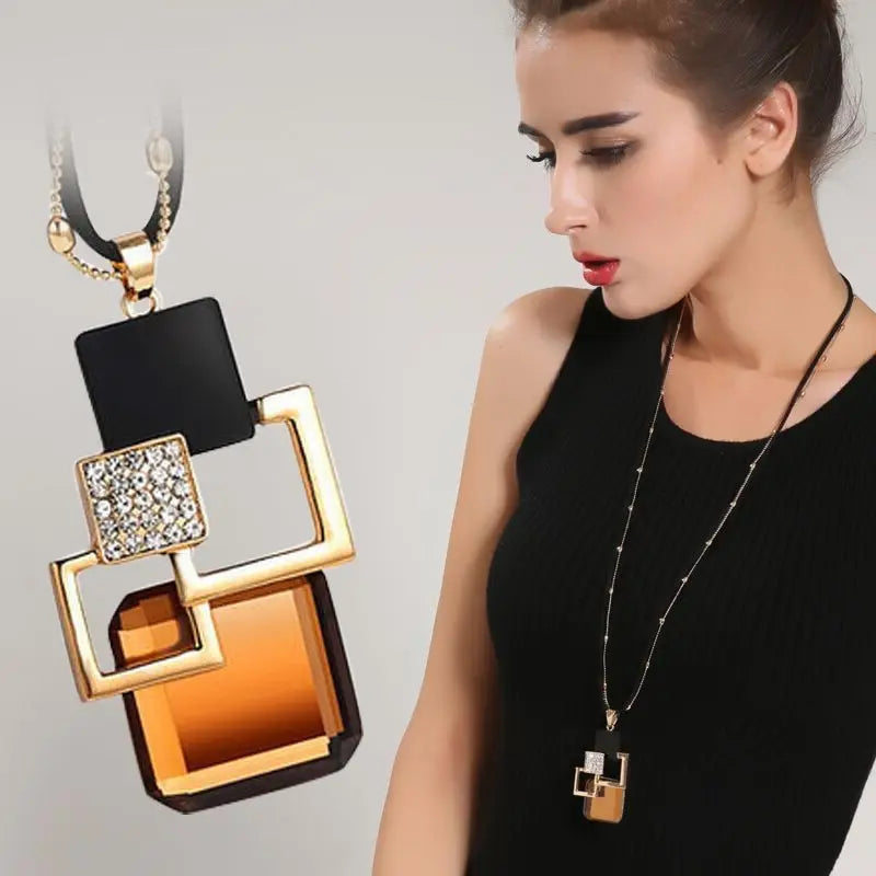 Long Necklaces& Pendants for Women Collier Femme Geometric Fashion Crystal Jewelry nowadaysfashion