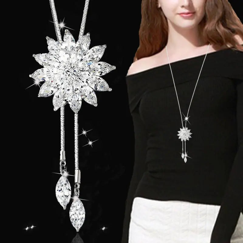 Long Necklaces& Pendants for Women Collier Femme Geometric Fashion Crystal Jewelry nowadaysfashion