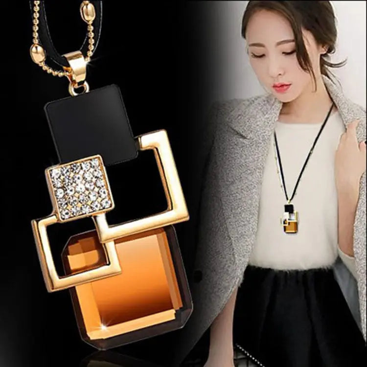 Long Necklaces& Pendants for Women Collier Femme Geometric Fashion Crystal Jewelry nowadaysfashion