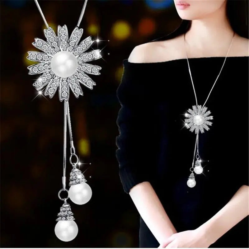 Long Necklaces& Pendants for Women Collier Femme Geometric Fashion Crystal Jewelry nowadaysfashion