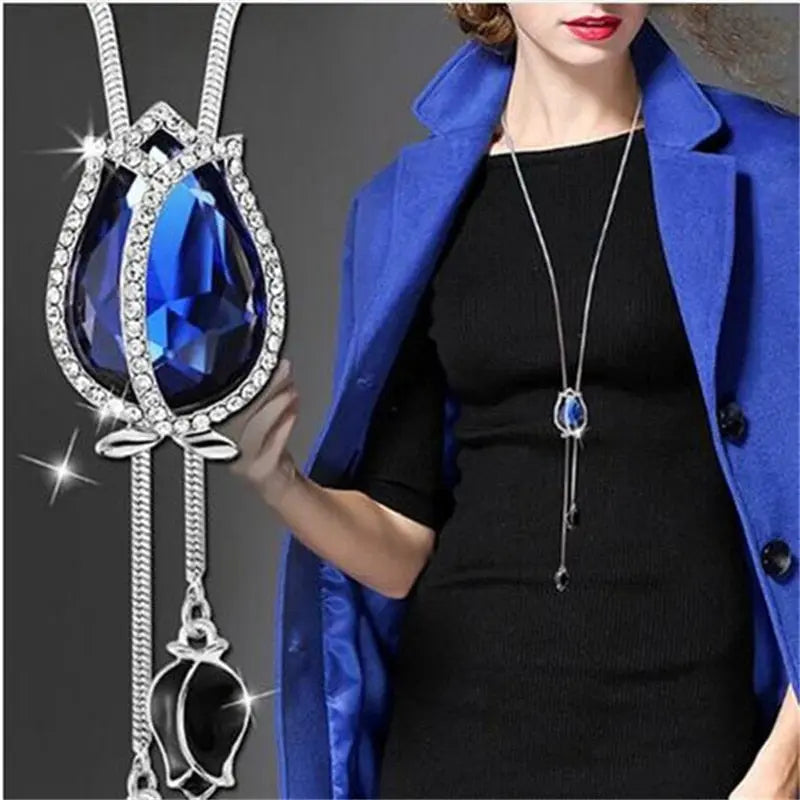 Long Necklaces& Pendants for Women Collier Femme Geometric Fashion Crystal Jewelry nowadaysfashion