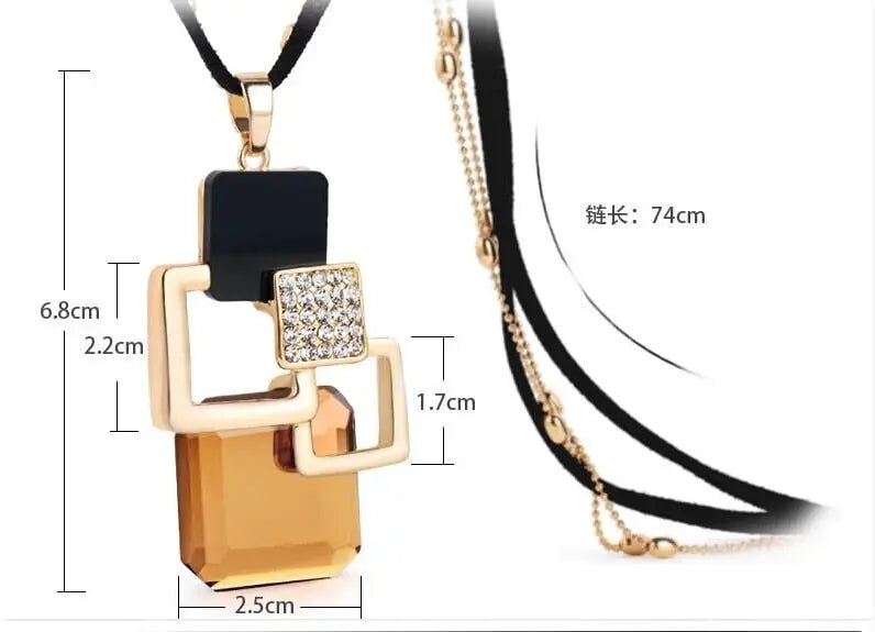 Long Necklaces& Pendants for Women Collier Femme Geometric Fashion Crystal Jewelry nowadaysfashion