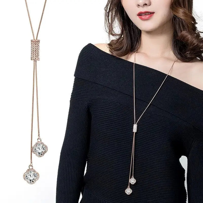 Long Necklaces& Pendants for Women Collier Femme Geometric Fashion Crystal Jewelry nowadaysfashion