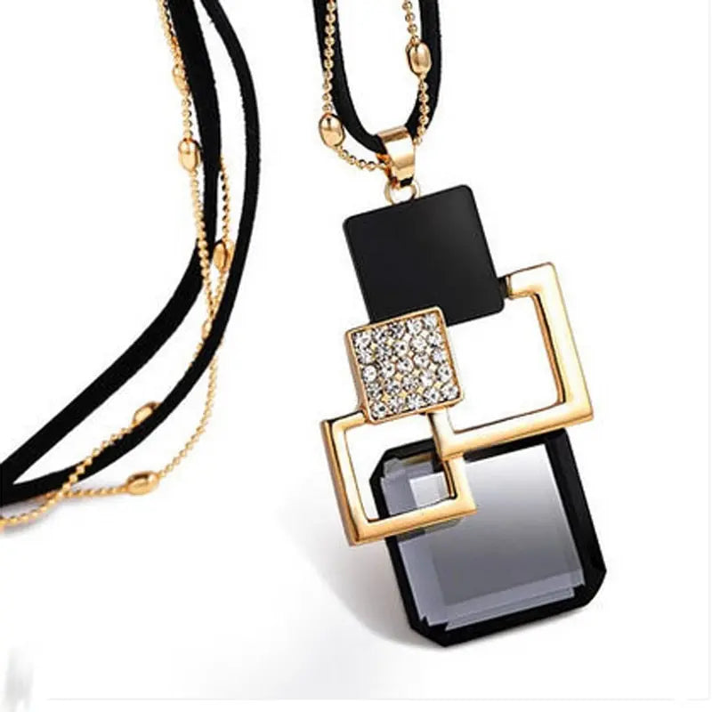 Long Necklaces& Pendants for Women Collier Femme Geometric Fashion Crystal Jewelry nowadaysfashion