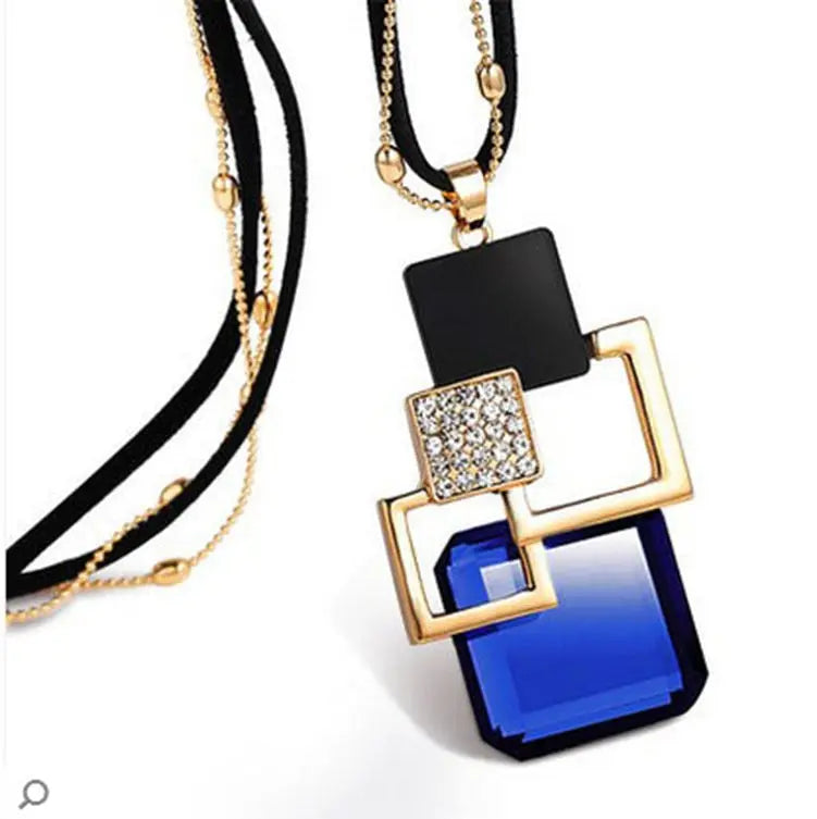 Long Necklaces& Pendants for Women Collier Femme Geometric Fashion Crystal Jewelry nowadaysfashion