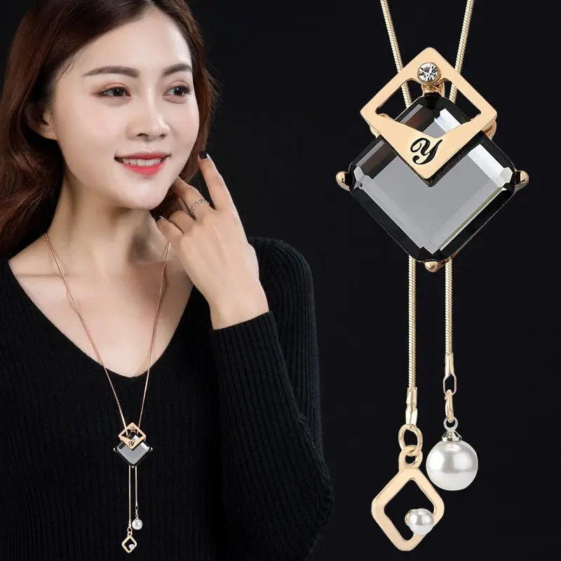 Long Necklaces& Pendants for Women Collier Femme Geometric Fashion Crystal Jewelry nowadaysfashion
