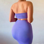 Long Skirt Sets Strapless Tube Top Bodycon Two Piece Outfit Summer Clothing nowadaysfashion