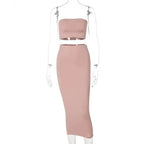 Long Skirt Sets Strapless Tube Top Bodycon Two Piece Outfit Summer Clothing nowadaysfashion
