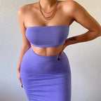 Long Skirt Sets Strapless Tube Top Bodycon Two Piece Outfit Summer Clothing nowadaysfashion