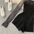 Long Sleeve Lace Embroidery Shirt Women Double Breasted Playsuits Slim Velvet Jumpsuits nowadaysfashion