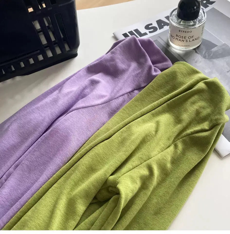 Long Sleeve Tops Women Candy Color Fake Two Piece Skinny T-shirts Female - Blade & Thread