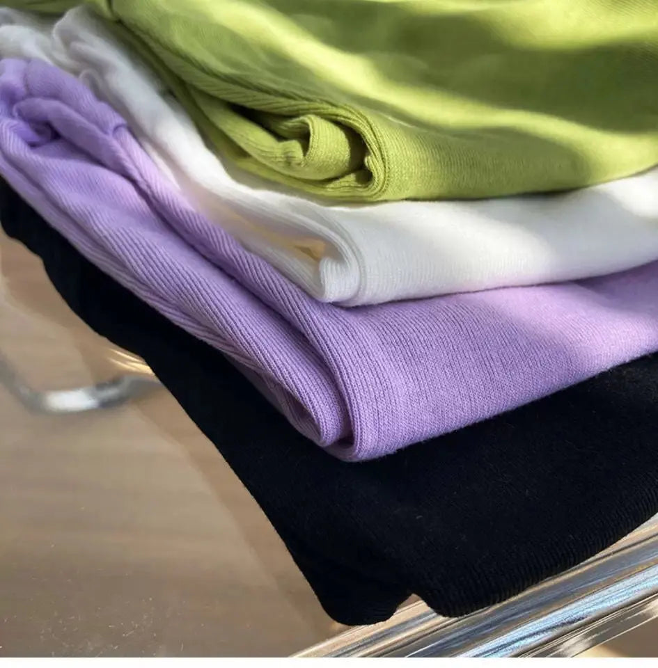 Long Sleeve Tops Women Candy Color Fake Two Piece Skinny T-shirts Female nowadaysfashion