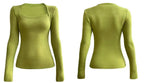 Long Sleeve Tops Women Candy Color Fake Two Piece Skinny T-shirts Female nowadaysfashion