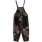 Loose Jeans Black Jumpsuit Casual Ladies Big Pockets Print Floral Denim Overalls Straps Rompers nowadaysfashion