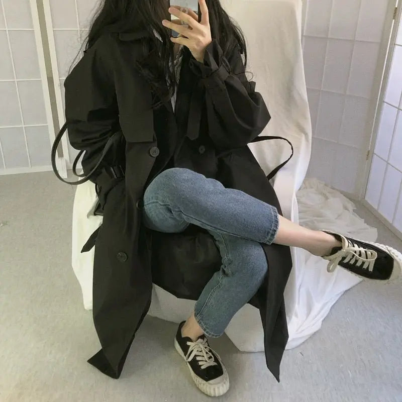 Loose Overcoat Autumn Winter Fashion Double-breasted Windbreaker Femme - Blade & Thread